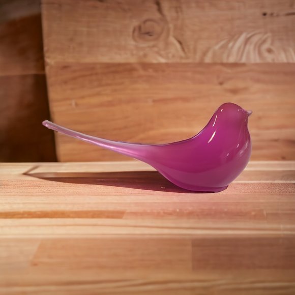 Mid Century Modern Modwing Bird Figurine 3d Resin Eames 60s Transparent Purple L - Picture 2 of 4